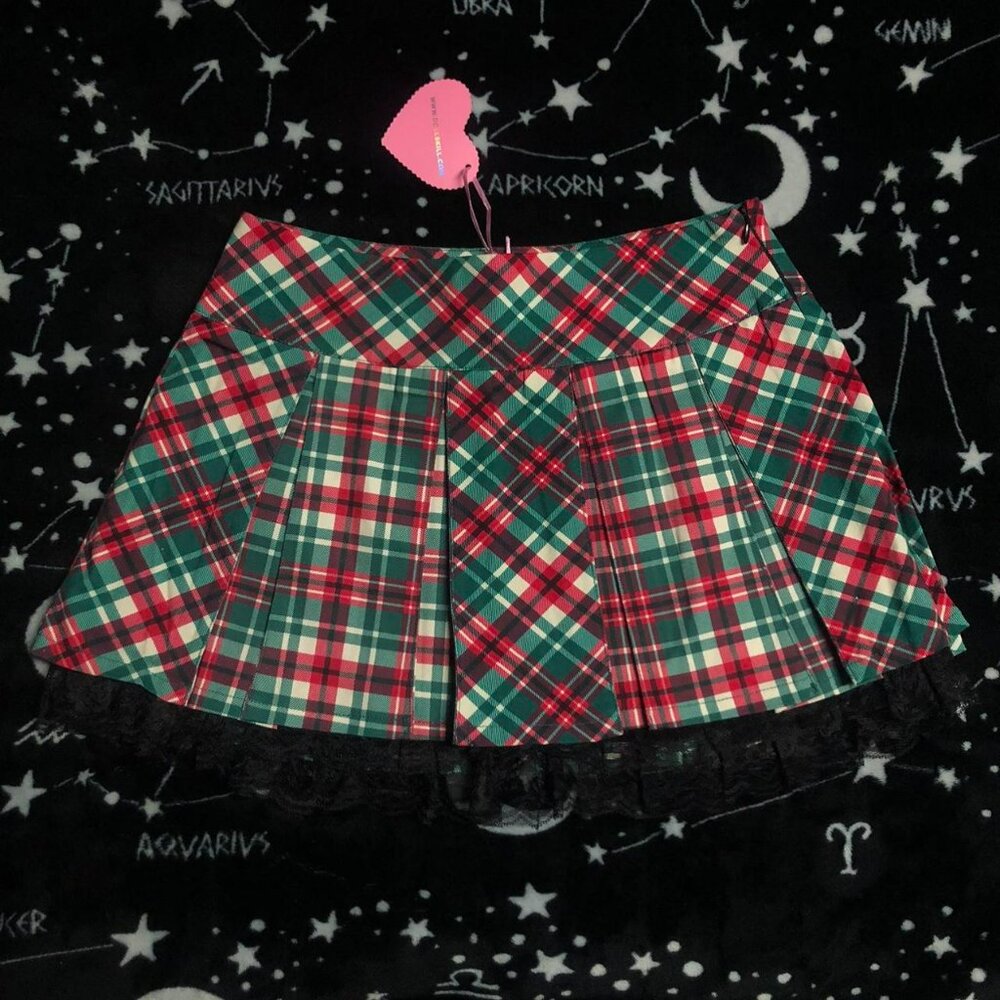 Dolls Kill Plaid Mini Skirt - Red and Green